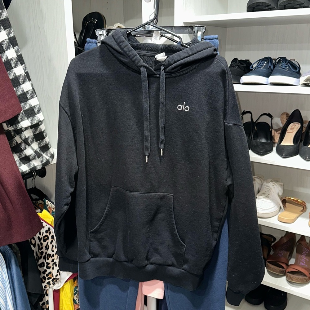 ALO ACCOLADE HOODIE - BLACK SIZE MEDIUM